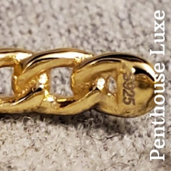 REAL 925 Sterling Silver Yellow Gold Chain Link Ring - Picture 3 of 6